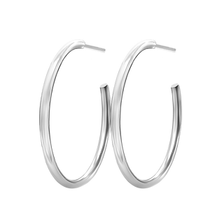 Round Tube Hoop Earring with Post in Sterling Silver (2 mm)