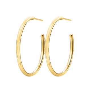 Round Tube Hoop Earring with Post in 14K Gold (2 mm)