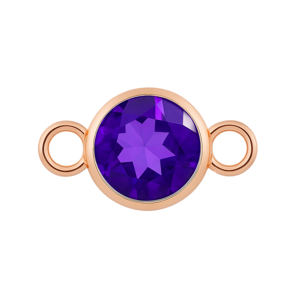 Diamond or Gemstone Bezel Bracelet/Necklace Charm in 14K Pink Gold