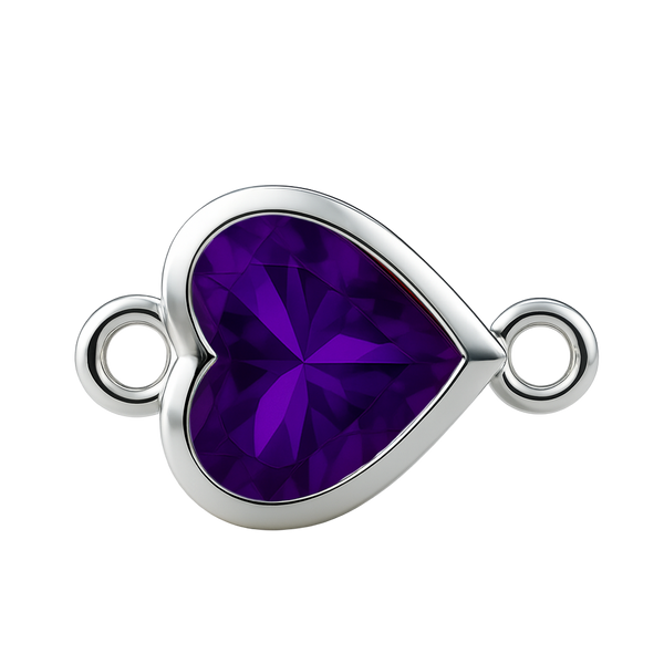 Diamond or Gemstone Heart Bezel Bracelet/Necklace Charm in 14K White Gold