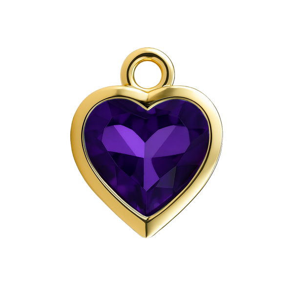 Diamond or Gemstone Heart Bezel Drop Charm in 14K Yellow Gold