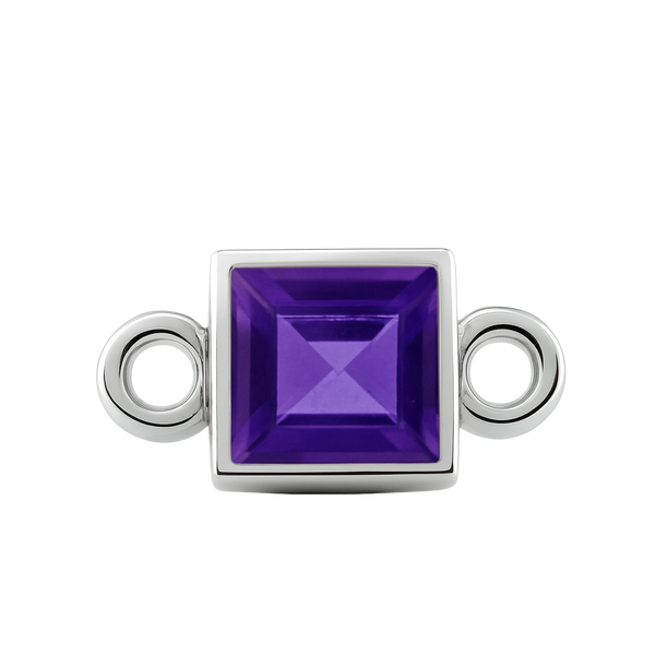 Diamond or Gemstone Square Bezel Drop Charm in 14K White Gold