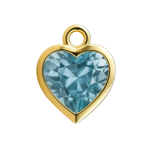 Diamond or Gemstone Heart Bezel Drop Charm in 14K Yellow Gold