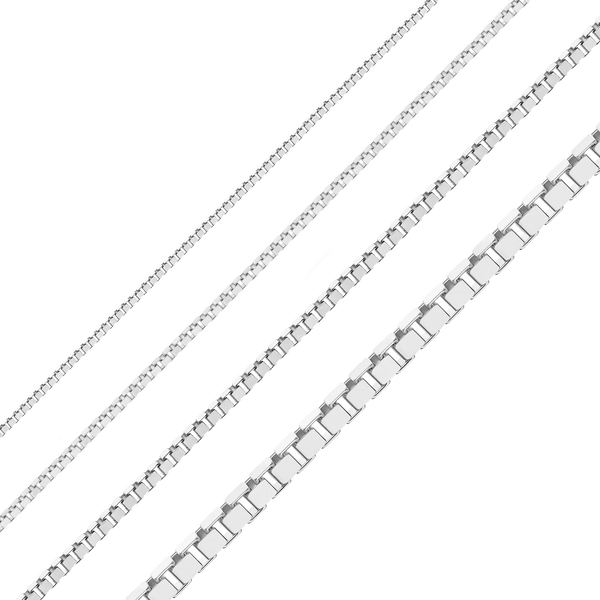 Bulk / Spooled Venetian Box Chain in 14K White Gold (0.80 mm - 2.50 mm)