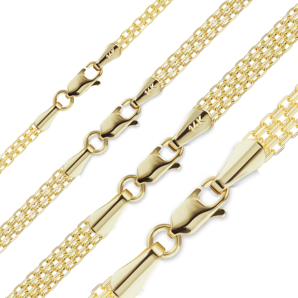 Finished Bizmark Anklet in 14K Yellow Gold (2.30 mm - 5.80 mm)