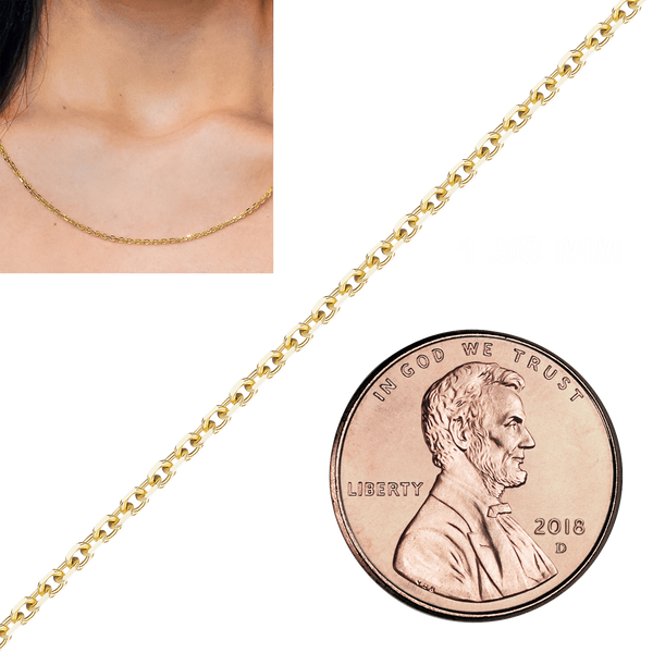 Bulk / Spooled Diamond Cut Round Semi-Solid Cable Chain in 14K Yellow Gold (1.05 mm - 3.80 mm)