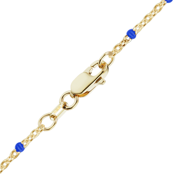 Finished Cable Bracelet with Blue Enamel Beads in 14K Gold-Filled (1.20 mm)