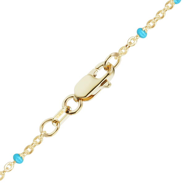 Finished Cable Necklace with Teal Enamel Beads in 14K Gold-Filled (1.20 mm)