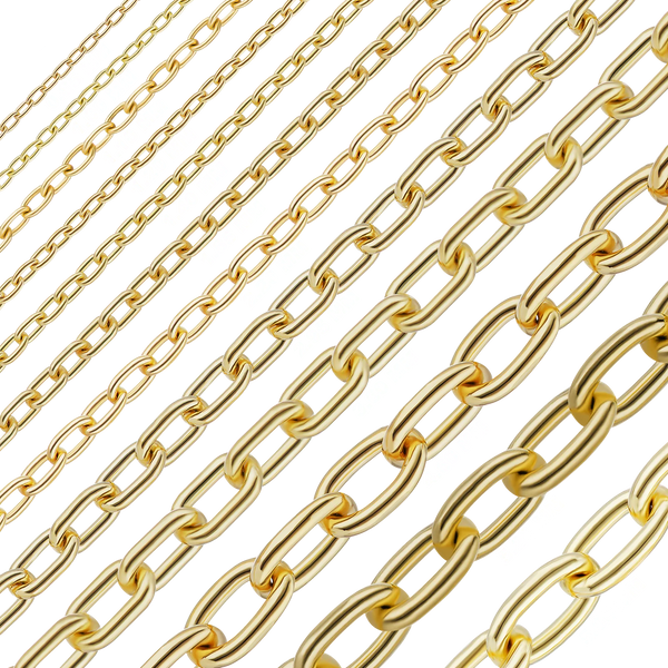 Bulk / Spooled Elongated Cable Chain in 14K & 18K Yellow Gold (0.85 mm - 5.90 mm)