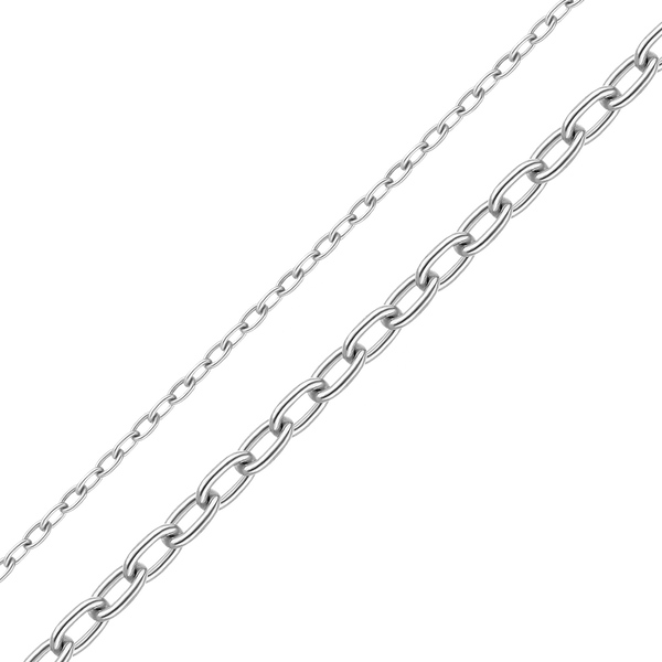 Bulk / Spooled Elongated Cable Chain in 14K White Gold (1.10 mm - 2.20 mm)