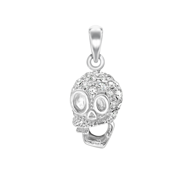 Skull Charm in Sterling Silver with CZ's (20 x 10mm)