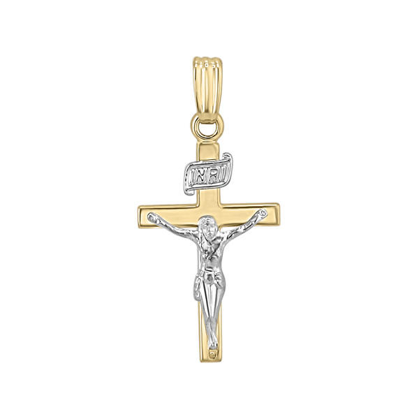 Gold-Filled Two-Tone Crucifix Medallion (3/8 inch - 3/4 inch)
