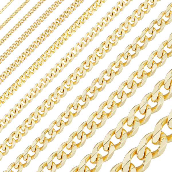 Bulk / Spooled Classic Curb Chain in 14K & 18K Yellow Gold (1.23 mm - 11.00 mm)