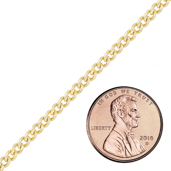 Bulk / Spooled Semi-Solid Curb Chain in 14K Yellow Gold (1.80 mm - 7.30 mm)