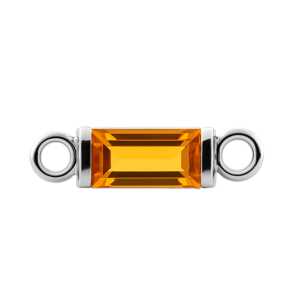 Diamond or Gemstone Baguette Bezel Bracelet/Necklace Charm in 14K White Gold