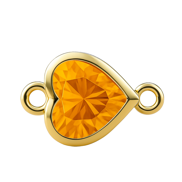 Diamond or Gemstone Heart Bezel Bracelet/Necklace Charm in 14K Yellow Gold