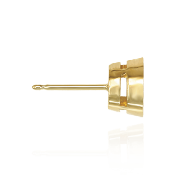 14K Gold Round Bezel Earrings with Airline with Push Post