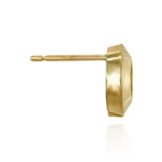 14K Gold Pre-Seated Round Bezel Earrings with Push Post