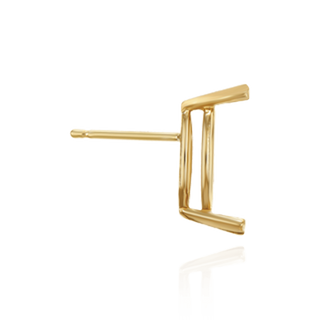 14K Gold Marquise Shape V-End Double Wire Earrings