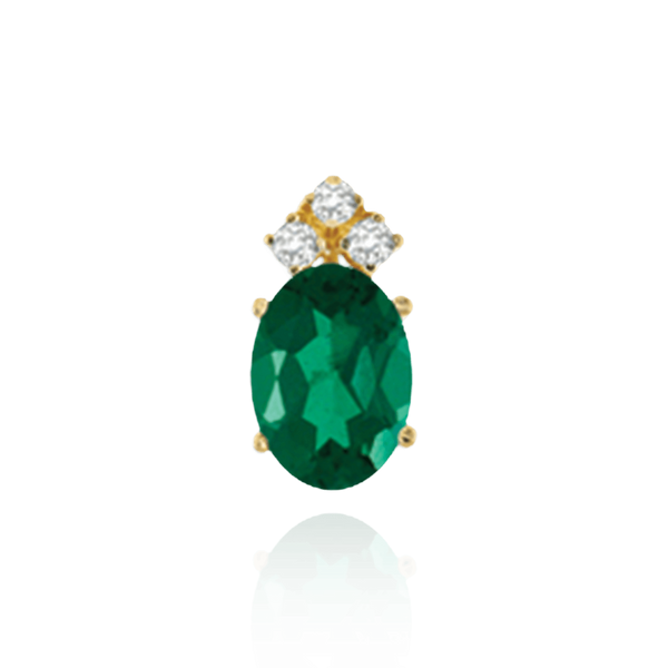 14K Gold Oval Four Prong Basket Earrings with 3 Accents with Push Post