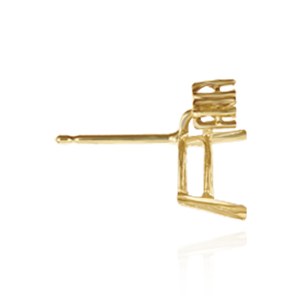 14K Gold Pear Shape Four Prong Basket Earrings with 3 Accents with Push Post