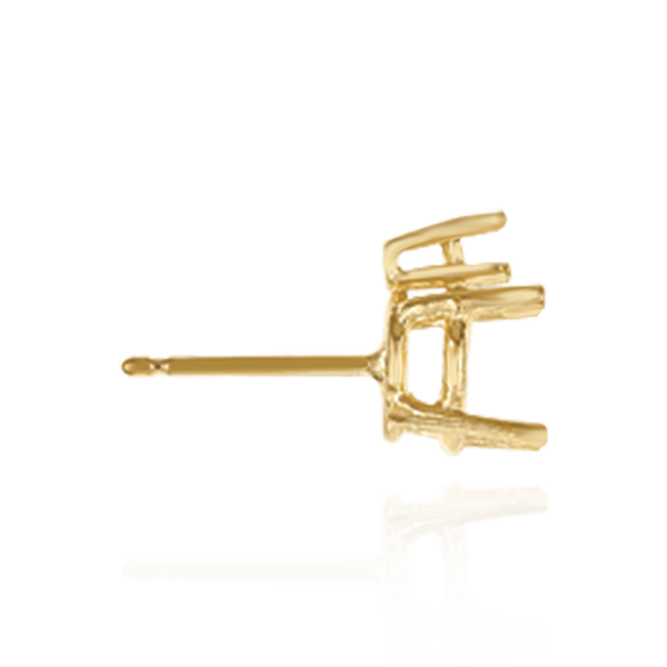 14K Gold Round Four Prong Basket Earrings with One Accent with Push Post