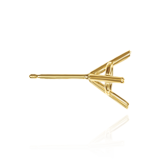 14K Gold, 18K Gold, Platinum, Sterling Silver Round Three Prong Martini Earrings with Push Post