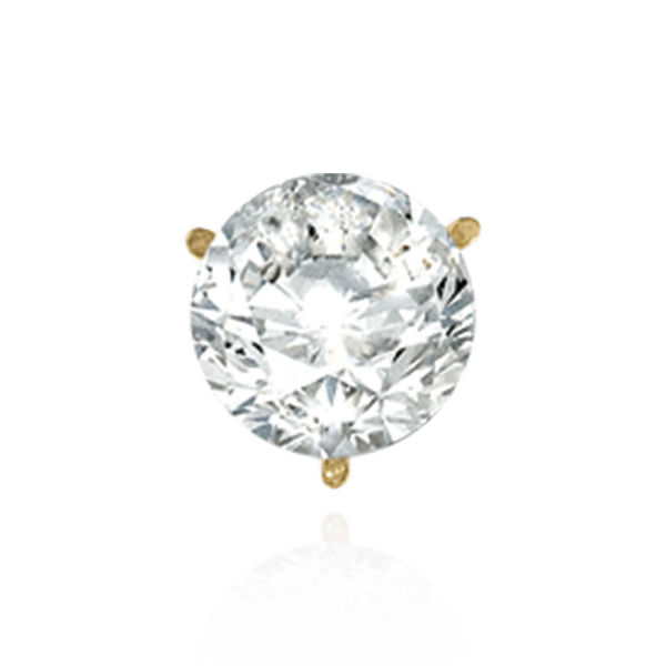 14K Gold, 18K Gold, Platinum Round Three Prong Martini Earrings with Screw Post