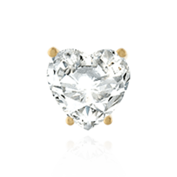 14K Gold Heart Shape Four Prong Basket Earrings with Push Post