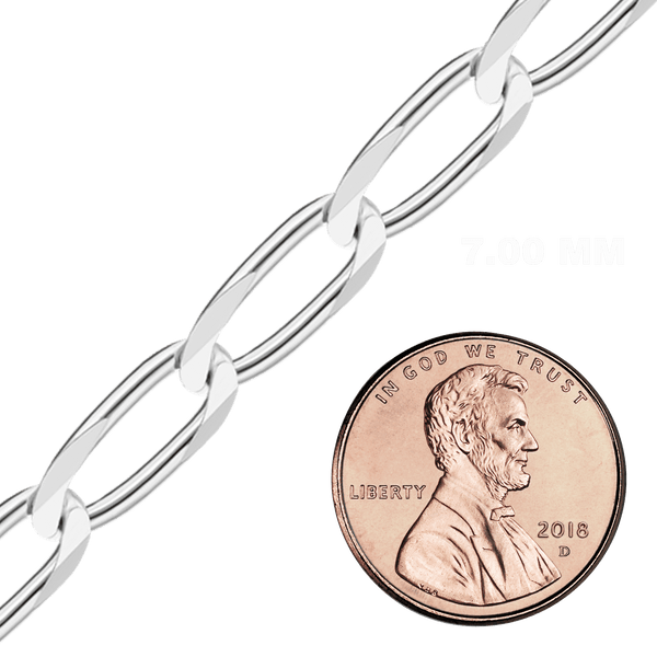 Bulk / Spooled Elongated Curb Chain in Sterling Silver (1.80 mm - 11.70 mm)