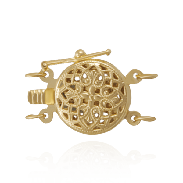 Round Filigree Pearl Clasp with Safety Lock (12 mm)
