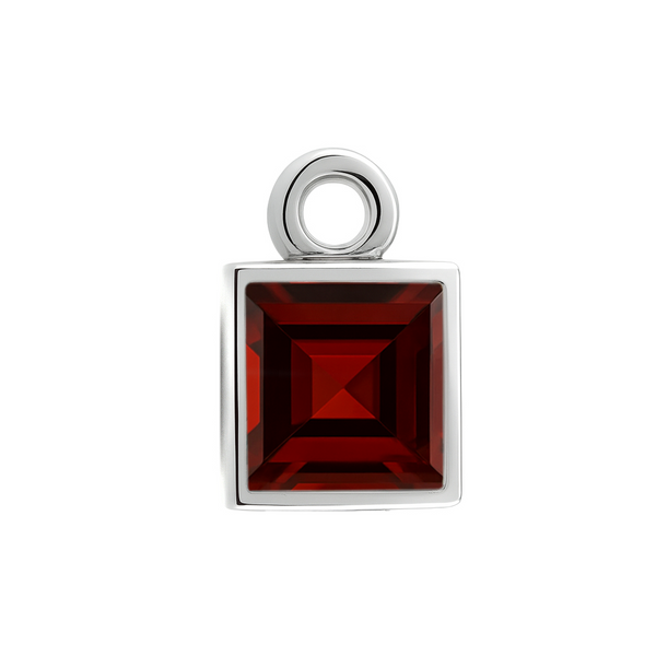 Diamond or Gemstone Square Bezel Drop Charm in 14K White Gold