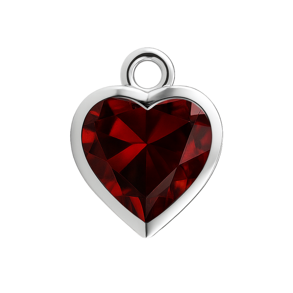 Diamond or Gemstone Heart Bezel Drop Charm in 14K White Gold