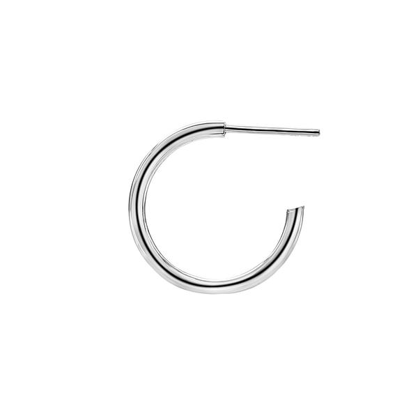 Round Tube Hoop Earring with Post in Sterling Silver (2 mm)