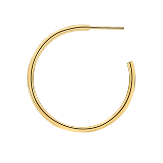 Round Tube Hoop Earring with Post in 14K Gold (2 mm)