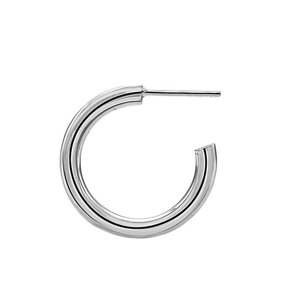 Round Tube Hoop Earring with Post in Sterling Silver (3 mm)