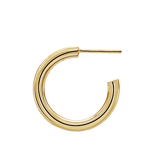 Round Tube Hoop Earring with Post in 14K Gold (3 mm)
