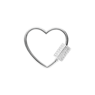 Heart Screw On/Off Chain Connectors / Charm Hangers / Carabiners with CZs (19.8 x 24 mm)