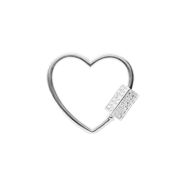 Heart Screw On/Off Chain Connectors / Charm Hangers / Carabiners with CZs (19.8 x 24 mm)