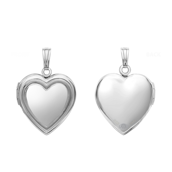 Embossed Heart Locket in Sterling Silver with Optional Engraving (28 x 19 mm)