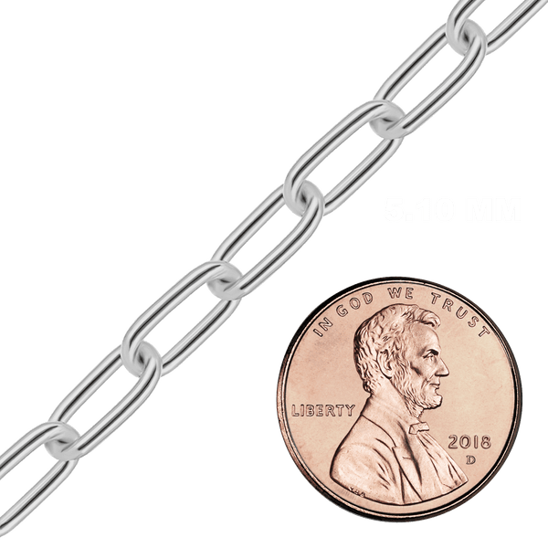 Bulk / Spooled Light Elongated Cable Chain in Sterling Silver (1.40 mm - 6.20 mm)
