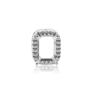 Emerald Four Prong Double Halo Pendant in Sterling Silver (6.00 x 4.00 mm - 12.00 x 10.00 mm)