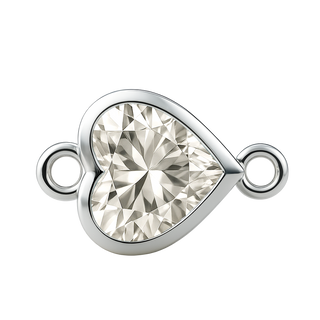 Diamond or Gemstone Heart Bezel Bracelet/Necklace Charm in 14K White Gold