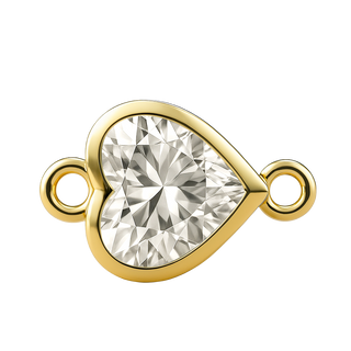 Diamond or Gemstone Heart Bezel Bracelet/Necklace Charm in 14K Yellow Gold