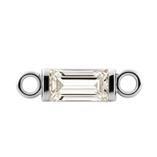 Diamond or Gemstone Baguette Bezel Bracelet/Necklace Charm in 14K White Gold