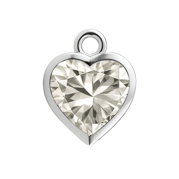 Diamond or Gemstone Heart Bezel Drop Charm in 14K White Gold