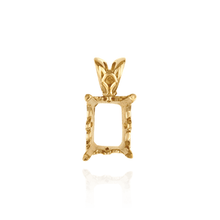 Emerald Shape Four Prong Filigree Pendants in 14K Gold (5.00 x 3.00 mm - 25.00 x 18.00 mm)