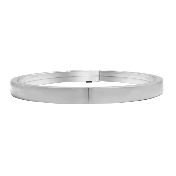 Hinged Bangle Bracelet with Smooth Flat Design in Sterling Silver