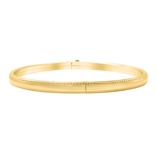 Hinged Bangle Bracelet with Beaded Edge in Gold Filled