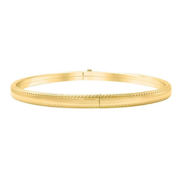 Hinged Bangle Bracelet with Beaded Edge in Gold Filled